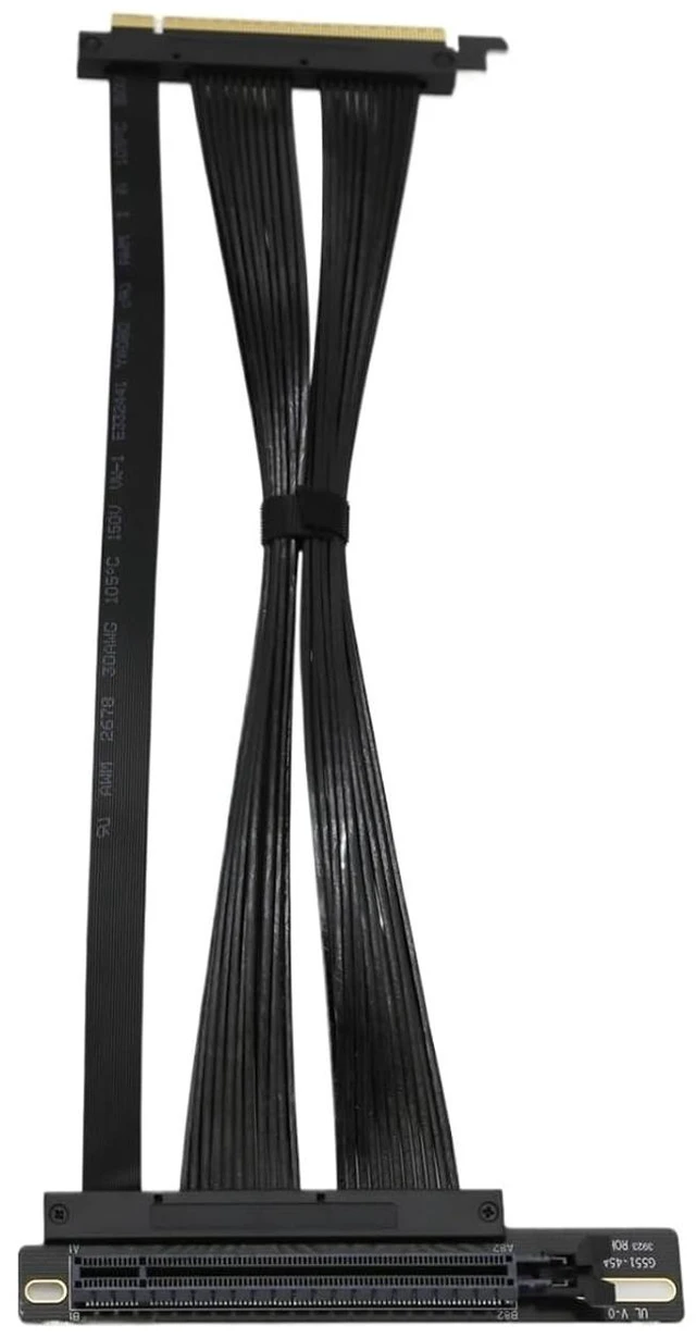 Main image of PCI-E 4.0 X16 Server Graphics Card Extension Cable GEN4 for AI Server Left Angle Socket 3.0 Gen3 Compatible/Black(0.29m,Black)