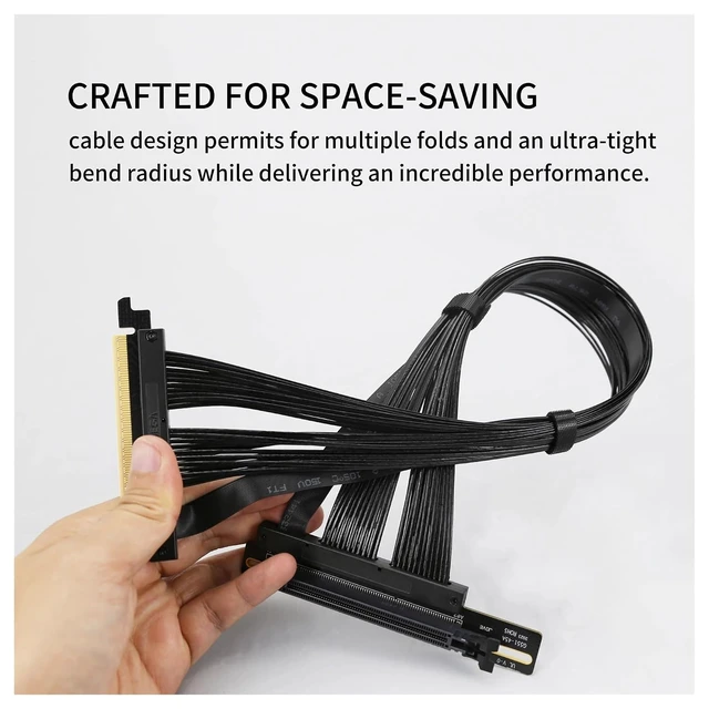 Alt view image 3 of 7 - PCI-E 4.0 X16 Server Graphics Card Extension Cable GEN4 for AI Server Left Angle Socket 3.0 Gen3 Compatible/Black(0.29m,Black)