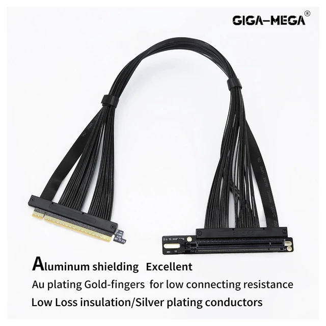 Alt view image 4 of 7 - PCI-E 4.0 X16 Server Graphics Card Extension Cable GEN4 for AI Server Left Angle Socket 3.0 Gen3 Compatible/Black(0.29m,Black)
