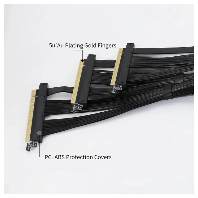 Alt view image 5 of 7 - PCI-E 4.0 X16 Server Graphics Card Extension Cable GEN4 for AI Server Left Angle Socket 3.0 Gen3 Compatible/Black(0.29m,Black)