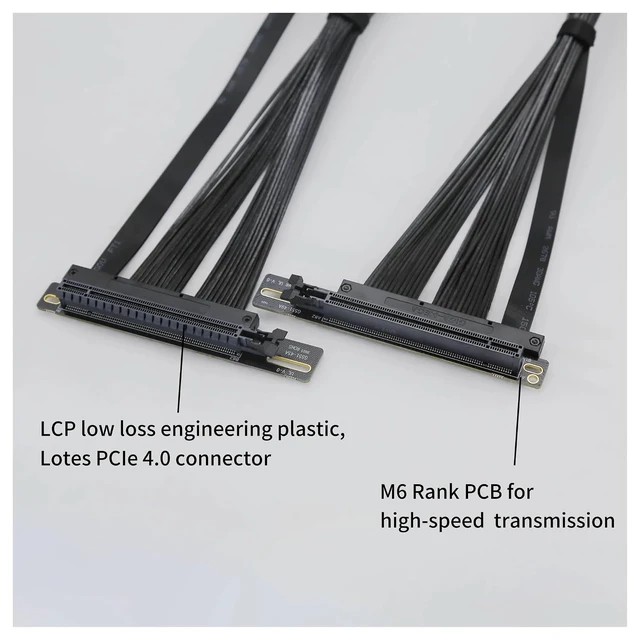 Alt view image 6 of 7 - PCI-E 4.0 X16 Server Graphics Card Extension Cable GEN4 for AI Server Left Angle Socket 3.0 Gen3 Compatible/Black(0.29m,Black)