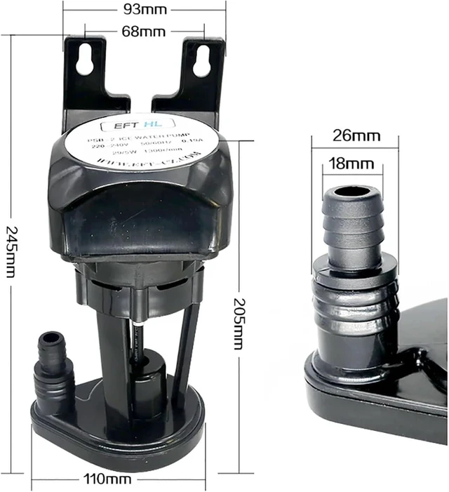 Alt view image 4 of 6 - 1PCS 5W Ice Machine PSB-2 Universal Water Pump 220V-240V Ice Water Pump Motor Speed 1300RPM 0.19A 50HZ/60HZ