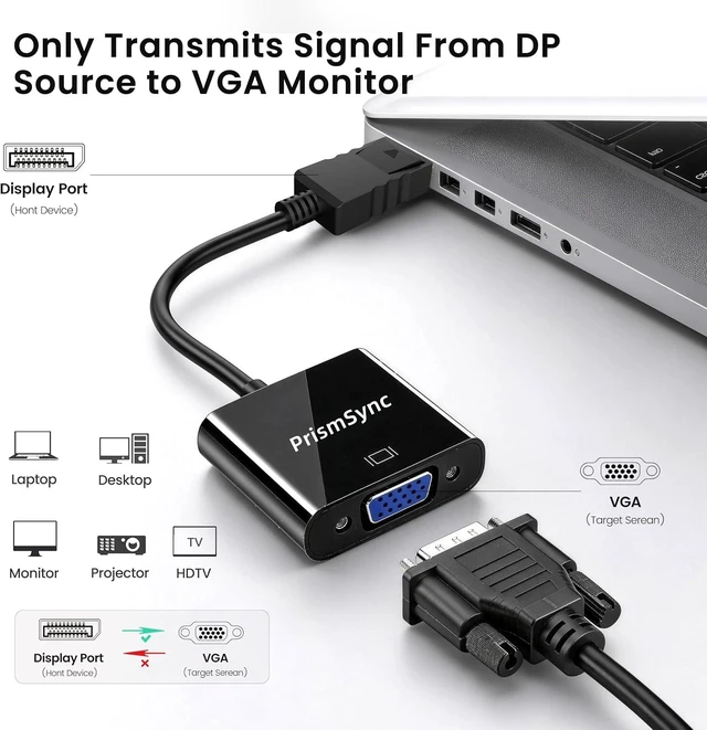 Alt view image 2 of 7 - DisplayPort to VGA Adapter 10-Pack for Laptop to Projector 1080p