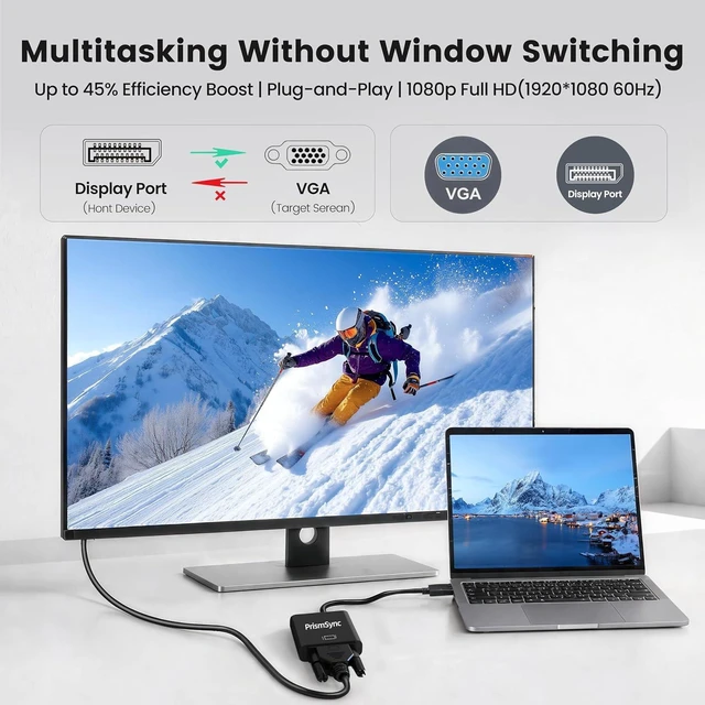 Alt view image 3 of 7 - DisplayPort to VGA Adapter 10-Pack for Laptop to Projector 1080p