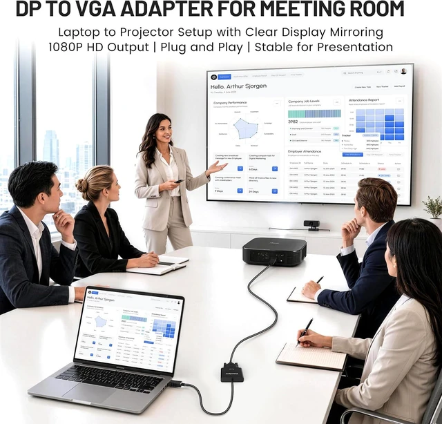 Alt view image 4 of 7 - DisplayPort to VGA Adapter 10-Pack for Laptop to Projector 1080p