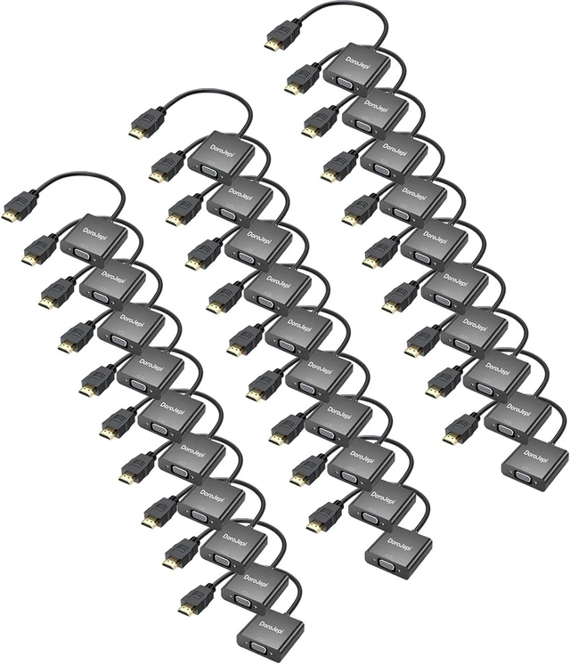 Main image of HDMI to VGA Adapter 30-Pack, Uni-Directional HDMI Male to Female