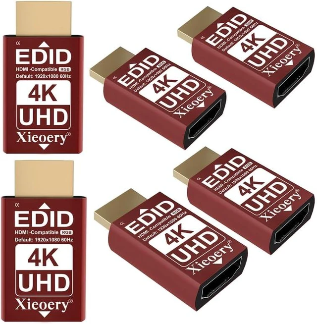 Main image of 4K HDMI EDID Emulator 3840×2160 24/30/60Hz, Dummy HDMI Plug for Remote Desktop, Headless Servers, GPU Rigs, KVM, Industrial PCs, Stable Signal Output & Multi-Resolution EDID Support-6pack