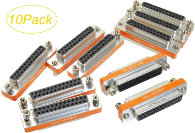 Alt view image 2 of 4 - CablesOnline DB25 Null Modem Female to Female Slimline Data Transfer Adapter/Gender Changer, (10-Pack) (AD-N03M-10)