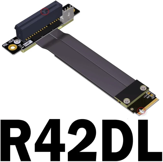Alt view image 2 of 7 - ADT-Link M.2 NVMe to PCI-Express x4 Turn Right Turn Left 4X to M.2 NVMe M Key 2280 Riser Card Gen3.0 Extender Line 32G/BPS (15cm, R42DL)