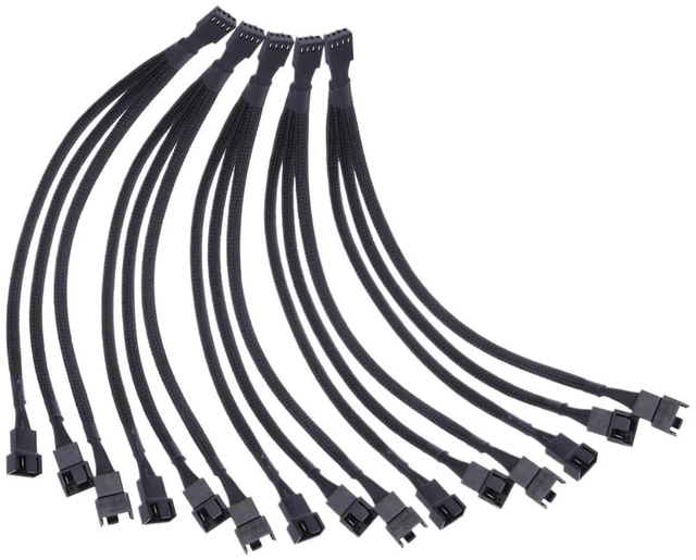 Main image of 4 Pin PWM Fan Cable 1 to 3 Ways Splitter Black Sleeved Extension Cable PMW Fan Connector Cord Lines Computer Wires(5pcs)