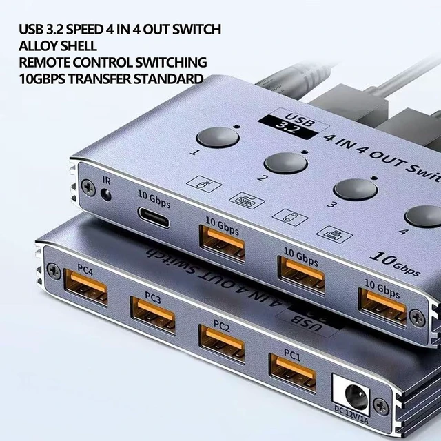 Alt view image 4 of 7 - Asixxsix USB 3.2 Transform Selector 4 Computers, 10Gbps (US Plug)