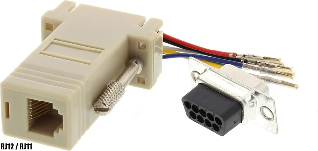 Alt view image 3 of 4 - 10 Pack db9 Female rs232 to rj11 rj12 6p6c 6 Wires Telephone Modular Adapter