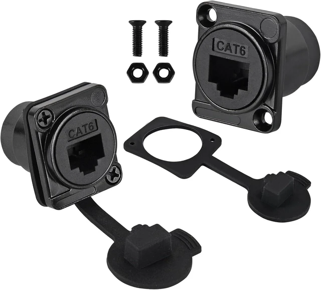 Alt view image 6 of 6 - UMLIFE 10Pack Shielded D-Type RJ45 Connector,RJ45 Panel Mount Adapter 8P8C Female-to-Female Connector, Compatible with CAT6A/CAT6/CAT5E/CAT5 Pass Through Socket
