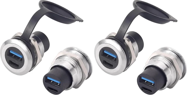 Main image of PENGLIN 2PCS Dual USB Panel Mount Adapter, USB-C 3.1 & USB 3.0 Female to Female Bulkhead Socket - 10Gbps Data, Fast Charging for Car, Home, Industrial Use (Pack of 2)