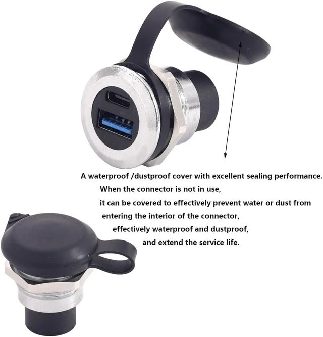 Alt view image 4 of 7 - PENGLIN 2PCS Dual USB Panel Mount Adapter, USB-C 3.1 & USB 3.0 Female to Female Bulkhead Socket - 10Gbps Data, Fast Charging for Car, Home, Industrial Use (Pack of 2)