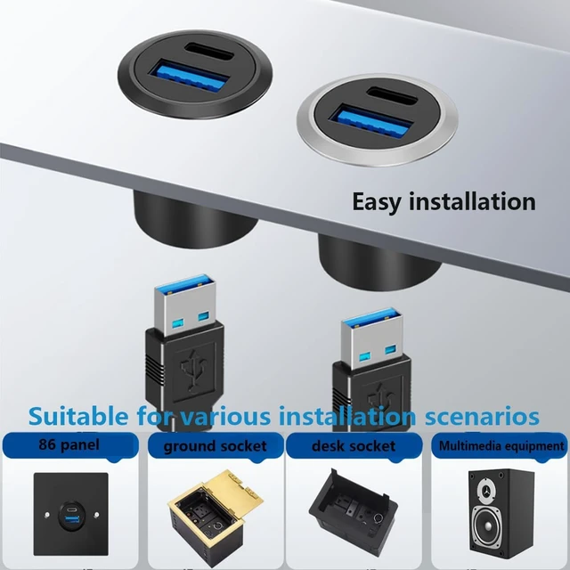 Alt view image 6 of 7 - PENGLIN 2PCS Dual USB Panel Mount Adapter, USB-C 3.1 & USB 3.0 Female to Female Bulkhead Socket - 10Gbps Data, Fast Charging for Car, Home, Industrial Use (Pack of 2)