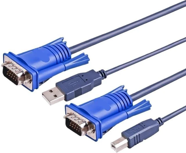 Main image of 1.5M/3M 5/10FT Feet 2 in 1 USB 2.0 Type A to B 4Pin K+VM Standard VGA SVGA 15 Pin Switch Cable for PC Computer Printer Monitor(300CM)