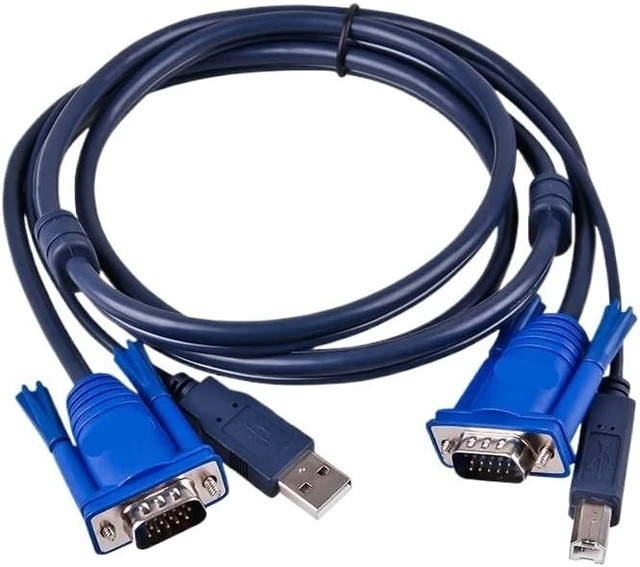 Alt view image 2 of 3 - 1.5M/3M 5/10FT Feet 2 in 1 USB 2.0 Type A to B 4Pin K+VM Standard VGA SVGA 15 Pin Switch Cable for PC Computer Printer Monitor(300CM)