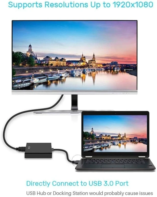 Alt view image 2 of 3 - USB to VGA Adapter, 1080P USB 3.0 to VGA Display External Cable Adapter, Multi-Display Video Converter PC for Windows7/8/8.1/10 MacOS Desktop Laptop PC Monitor Projector HDTV
