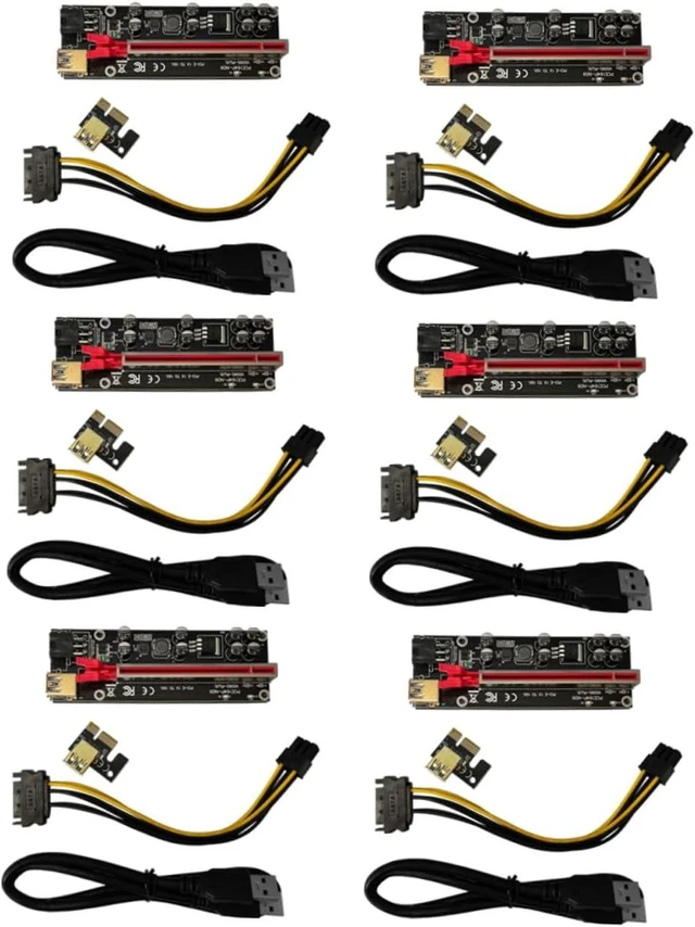 Main image of 6sets Pin Pci-e Extender Cable Gpu Power Supply Riser Adapter Card for Mining