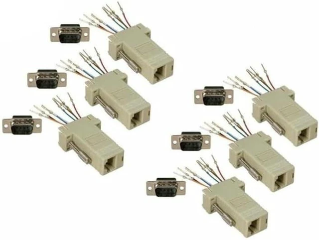 Main image of 6 Pcs db9 9-pin Serial rs232 Male to rj45 Female Network Ethernet Adapter Ivory