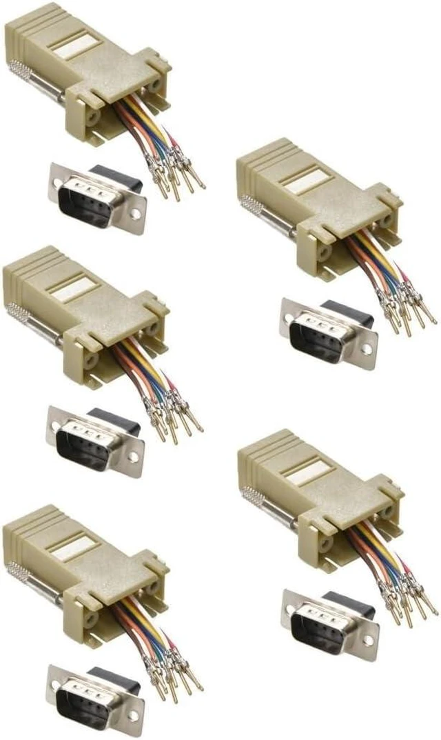 Main image of 5pcs db9 Male to rj45 Female Network Modular Adapter Connector 8p8c Serial rs232