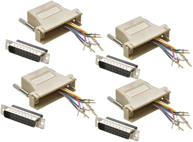 Main image of DB25 Male to RJ45 Female Adapter Converter, 4 Pack RS232 Serial Network