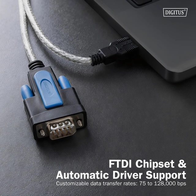 Alt view image 5 of 7 - DIGITUS USB 2.0 to RS232 Adapter Cable - USB-A DB9 Male - 1.8m