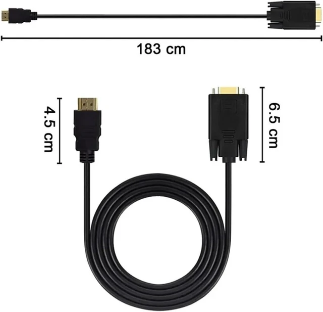 Alt view image 3 of 3 - HDMI-Compatible to V/GA Adapter to Line Converter Cord 1.8M FHD 1920 * 1080P for Desktop PC TV M>oni>tor Projector(1.8meters)
