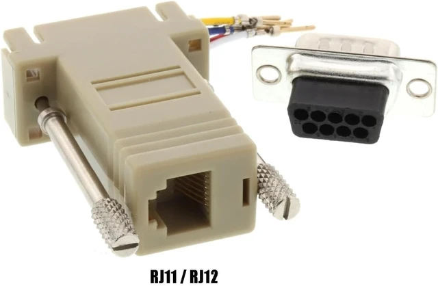 Alt view image 2 of 3 - 5 Pack db9 Male to rj12/rj11 Female Modular 6p6c Adapter Converter Phone
