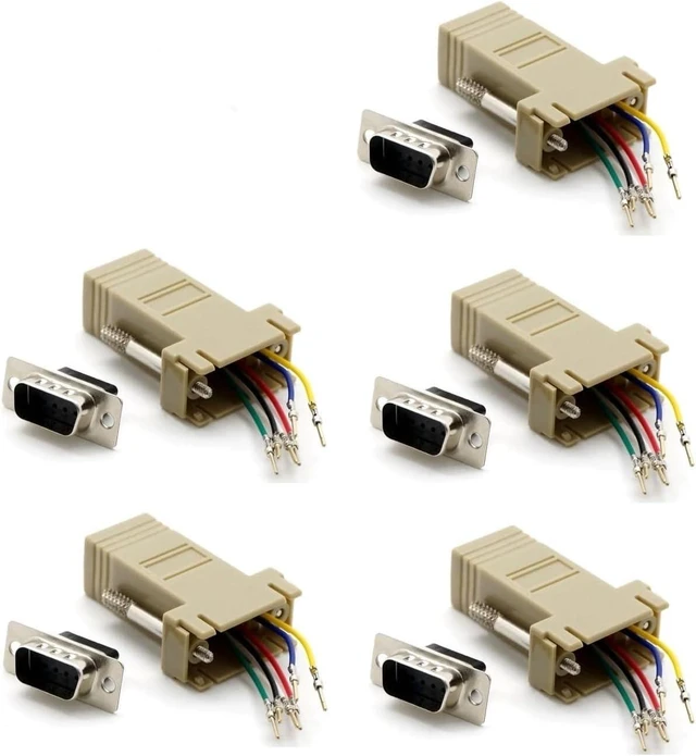Main image of 5 Pack db9 Male to rj12/rj11 Female Modular 6p6c Adapter Converter Phone