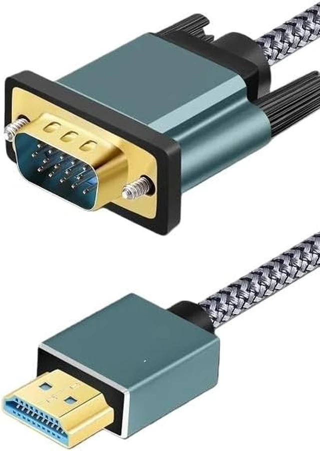 Alt view image 2 of 5 - HDMI to VGA Cable, Aluminum Alloy Shell, Nylon Braided Gold-Plated, Compatible with Computers, laptops, projectors(5m)