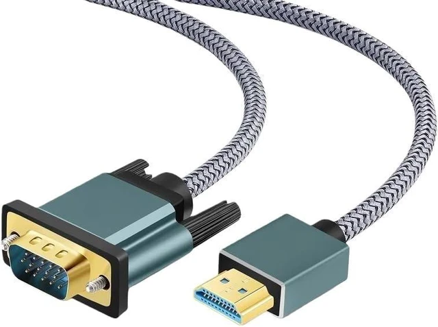 Main image of HDMI to VGA Cable, Aluminum Alloy Shell, Nylon Braided Gold-Plated, Compatible with Computers, laptops, projectors(5m)