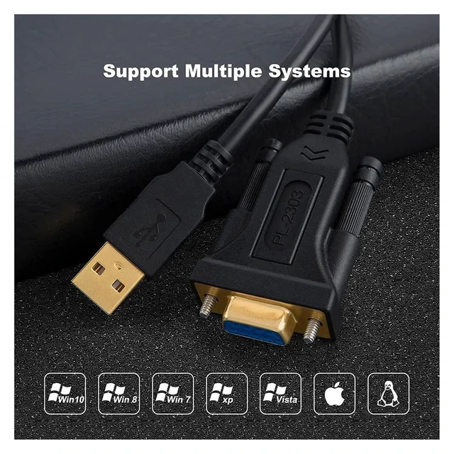 Alt view image 5 of 6 - Cord Creation USB to RS232 Adapter with PL2303 Chipset, 6.6ft 2.0 Male to Female DB9 Serial Converter Cord(1m PL2303 Chipset)
