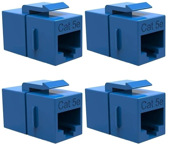 Main image of 4X at5e rj45 Ethernet Network Coupler snap-in Jack f/f Keystone Wall Plate Blue