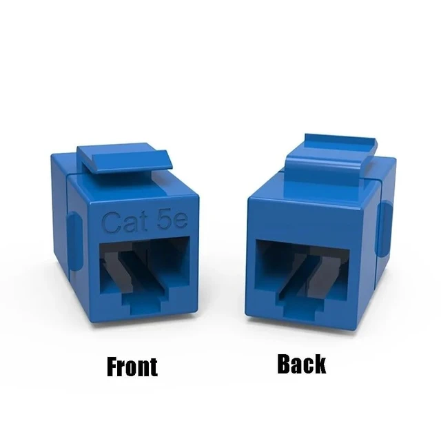 Alt view image 2 of 3 - 4X at5e rj45 Ethernet Network Coupler snap-in Jack f/f Keystone Wall Plate Blue