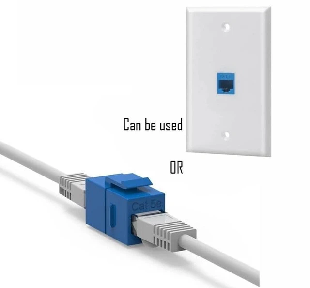 Alt view image 3 of 3 - 4X at5e rj45 Ethernet Network Coupler snap-in Jack f/f Keystone Wall Plate Blue