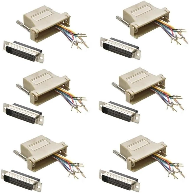 Main image of 6X db25 Male to rj45 Female Network 8p8c Adapter Converter Gold Connector rs232