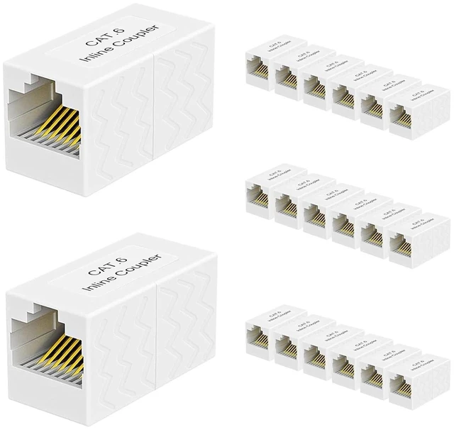 Main image of RJ45 Coupler Ethernet Connector Female to, Suitable for Cat6, Cat5e, Cat5 Cable Extender Adapter(10PCS,White)