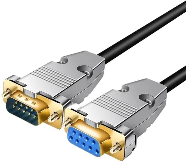 Alt view image 2 of 7 - DB9 RS232 Cable Connector Industrial Grade 9Pin Female Male Shielded Wire Serial Cord with Metal Plug(M to M,1M)