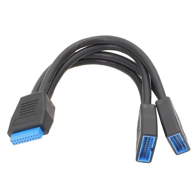 Alt view image 3 of 5 - 1PC Motherboard USB 3.0 19PIN Header 1 to 2 Extension Splitter Cable,20cm 19Pin Internal Extension Header Cable, Black