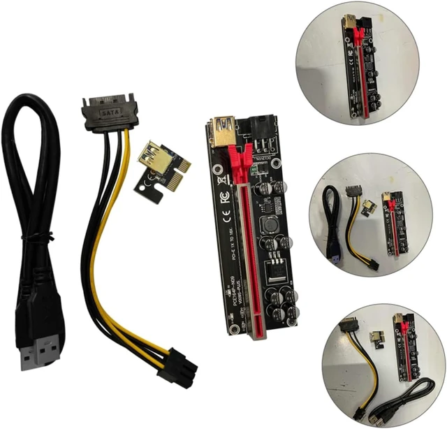 Alt view image 7 of 7 - PCI-E 1x to 16x Riser Adapter for GPU USB 3.0 Extension Cable PCIE 1x to 16x Extender for Mining High-Speed Connection for Desktop Use Compatible Graphics Cards