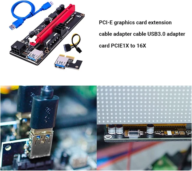 Alt view image 7 of 7 - YANGQI yaoqijie 6pcs Newest VER009 USB 3.0 PCI-E Riser VER 009S Express 1X 4X 8X 16x Extender Riser Adapter Card SATA 15pin to 6 Pin Power Cable Lasting (Color : 6pcs)