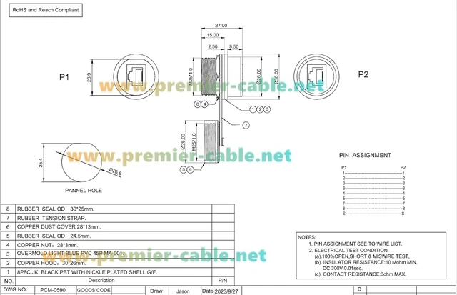 Alt view image 7 of 7 - IP67 Rugged RJ45 CAT6 Ethernet Female to Female Panel Mount Connector