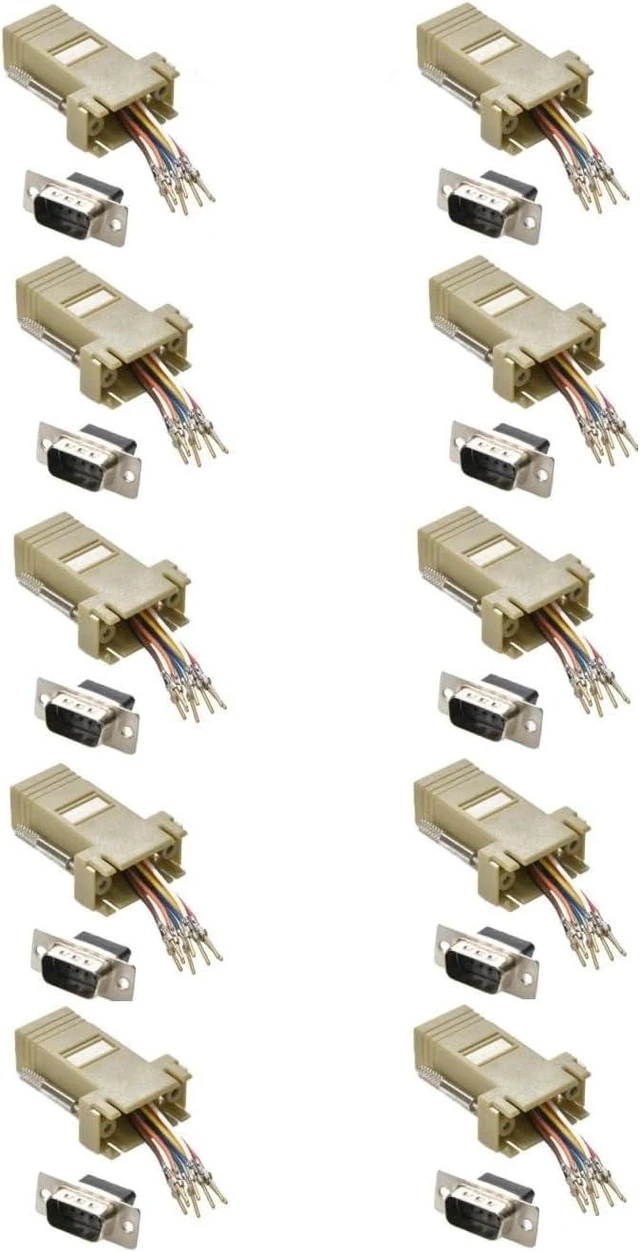 Main image of 10x db9 Male to rj45 Female Network Modular Adapter Connector 8p8c Serial rs232