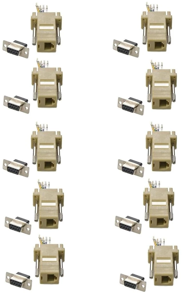 Main image of 10 Pack db9 Female rs232 to rj11 rj12 6p6c 6 Wires Telephone Modular Adapter