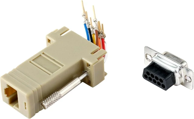 Alt view image 2 of 4 - 8 Pcs db9 rs232 Serial db9 Female to rj45 8p8c Network Modular Adapter Ivory