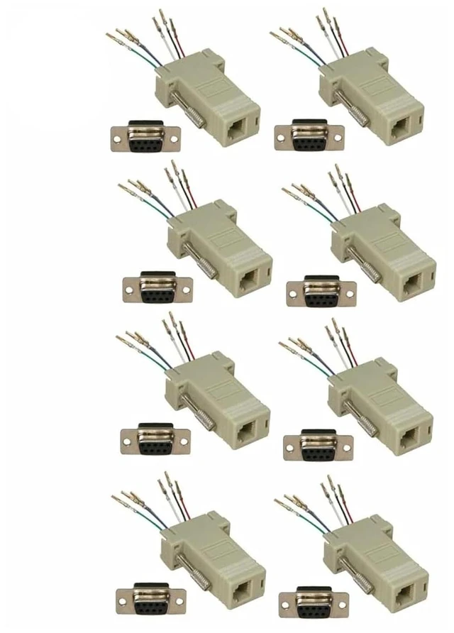 Main image of 8X Pcs db9 Female rs232 to rj11 rj12 6p6c Telephone Phone Line Modular Adapter