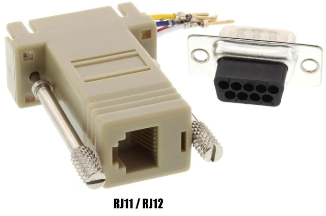 Alt view image 2 of 3 - 10 Pack db9 Male Serial rs232 to rj11 rj12 6p6c 6 Wires Telephone Phone Adapter