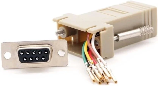 Alt view image 2 of 3 - 8 Pack DB9 Female to RJ45 8P8C Serial Adapter Ivory Modular
